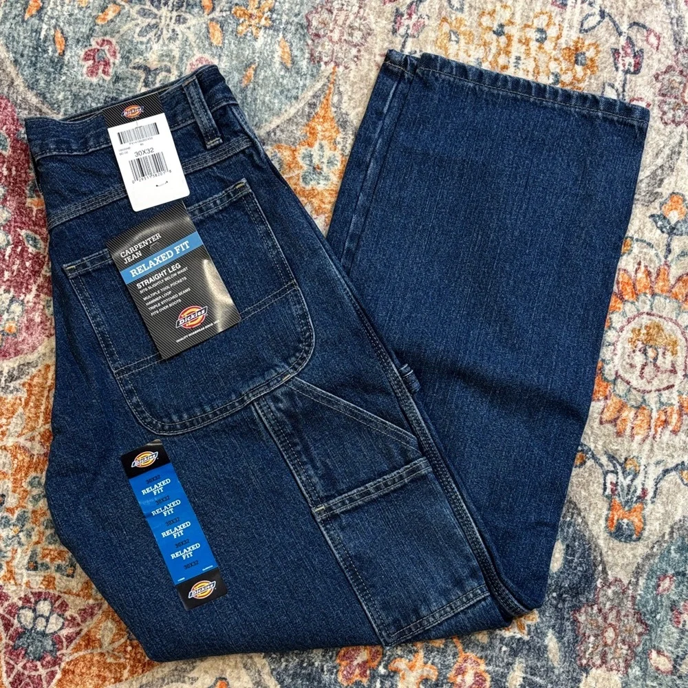 Dickies Men's Relaxed Fit Dark Blue Jeans - Picture 1 of 5
